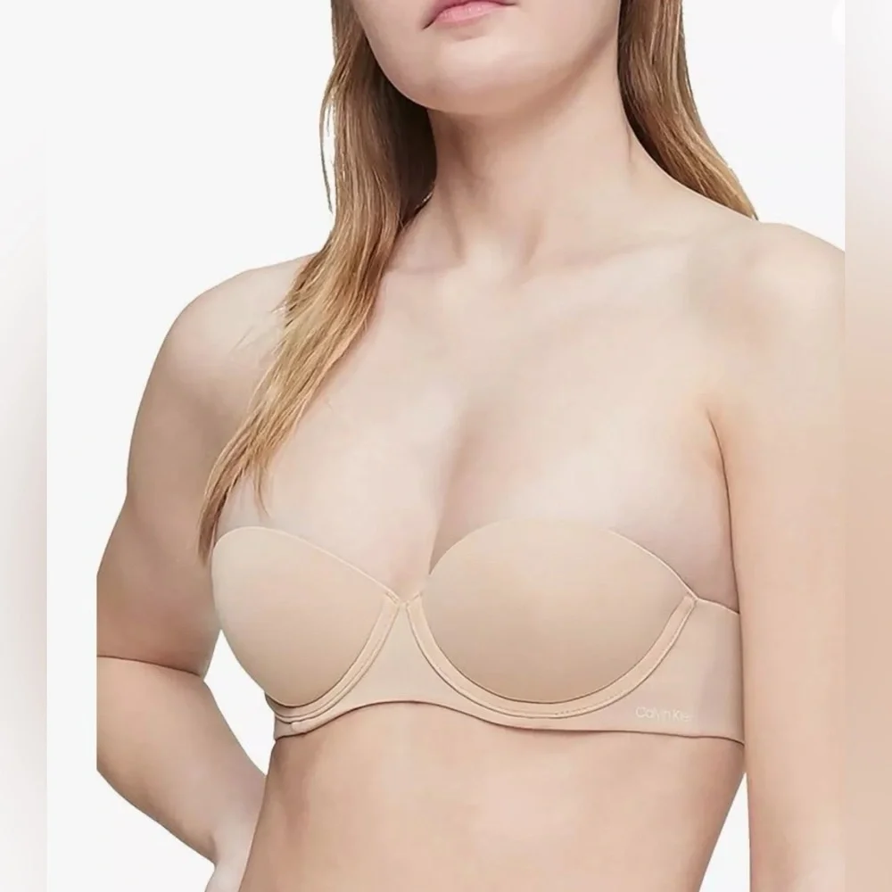Calvin Klein Perfectly Fit Strapless Convertible Push-Up Bra Beige Size 34D